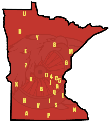 State of Minnesota Map with Chapter Indicated