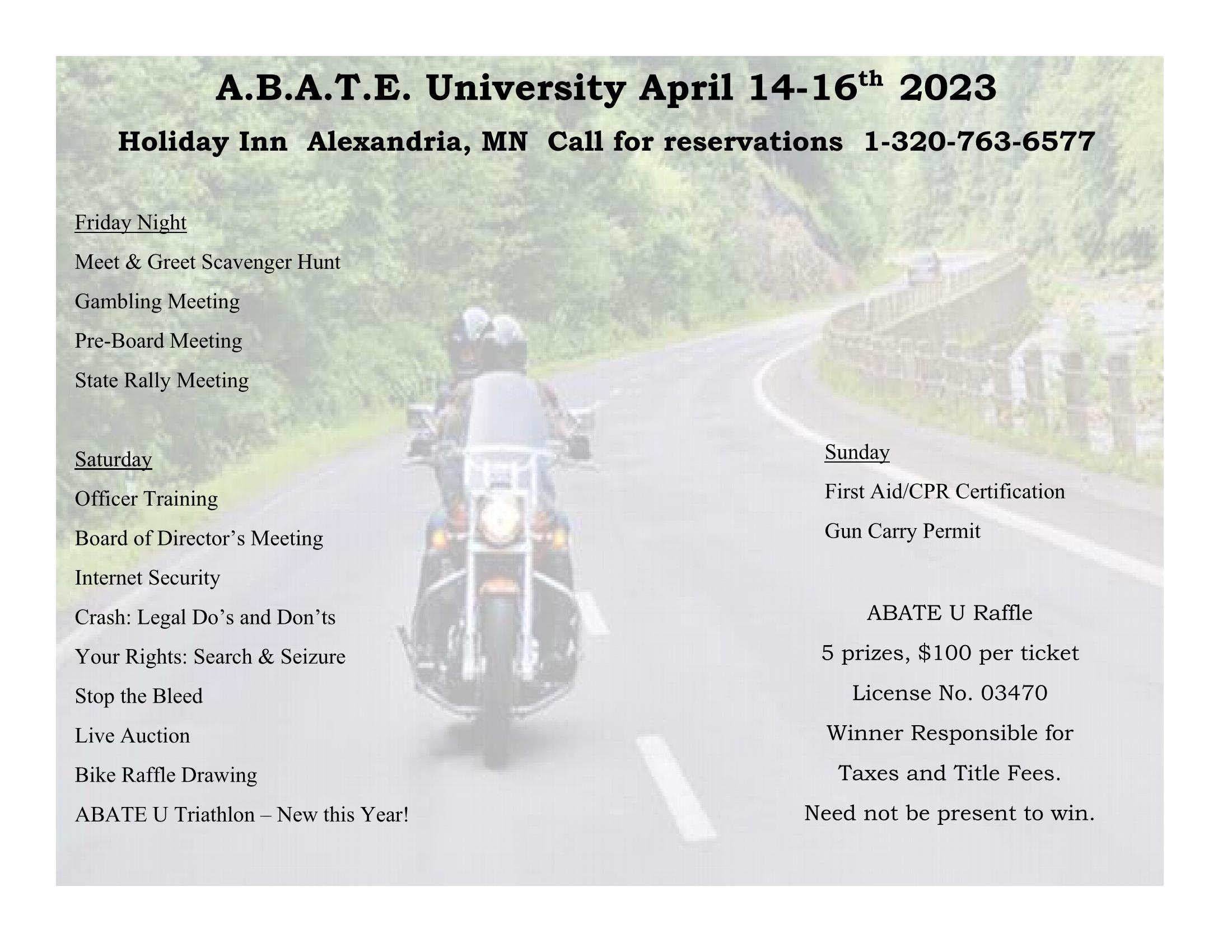 A.B.A.T.E. University 2023