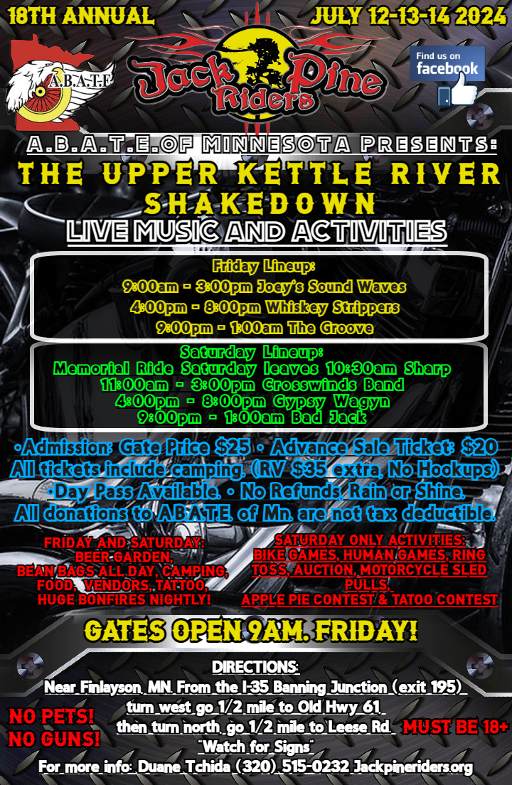 Jack Pine Riders Chapter Upper Kettle Shakedown - July