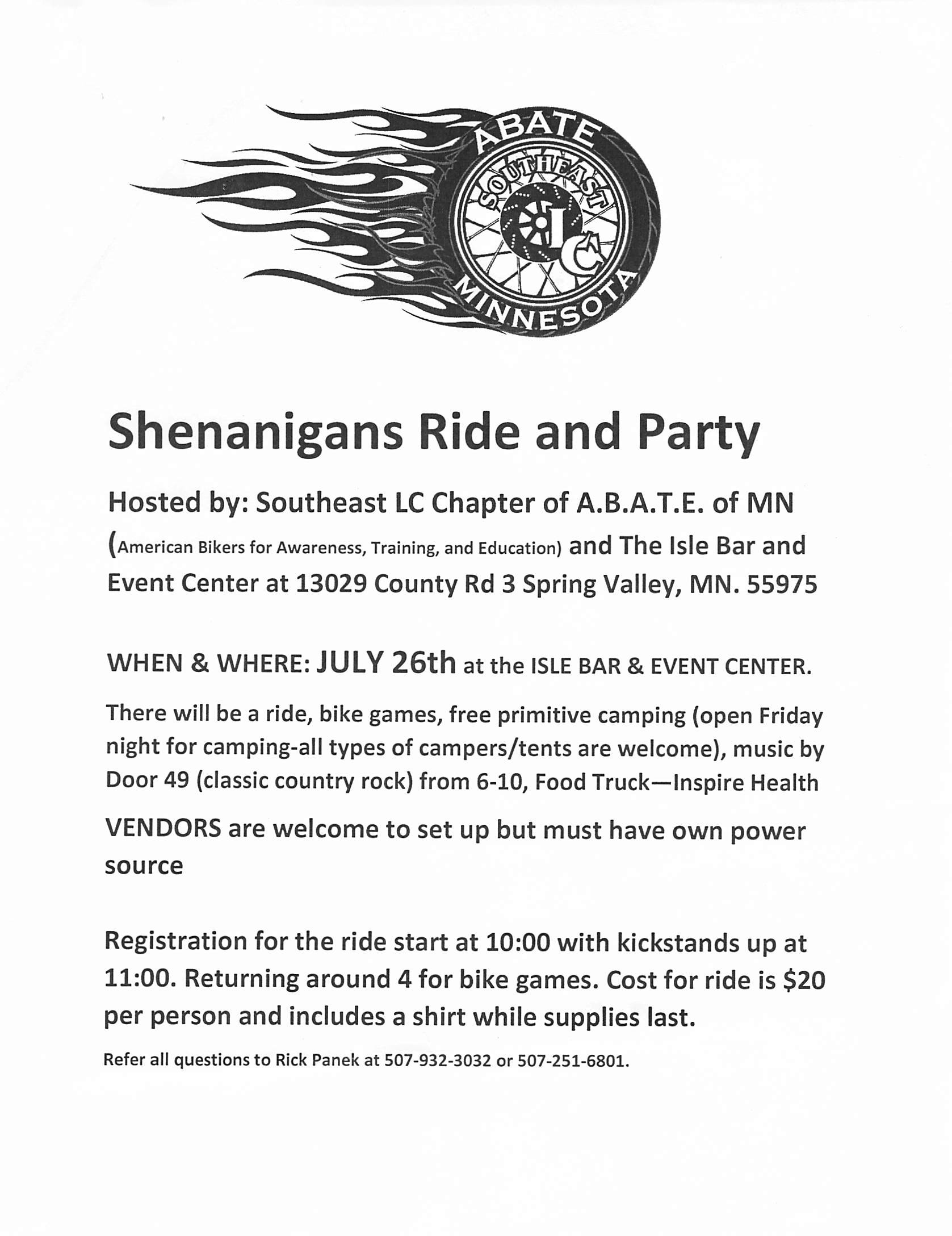 Southeast Chapter - Shenanigans Ride & Party - July