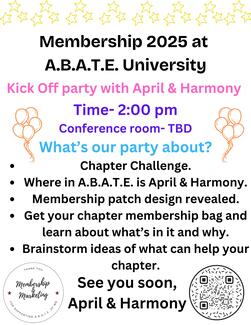 A.B.A.T.E. U Membership Party - April